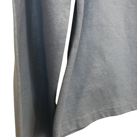Express Womens Long Sleeve Turtleneck Top L Blue Shimmer Cotton Spandex Blend - Picture 6 of 7